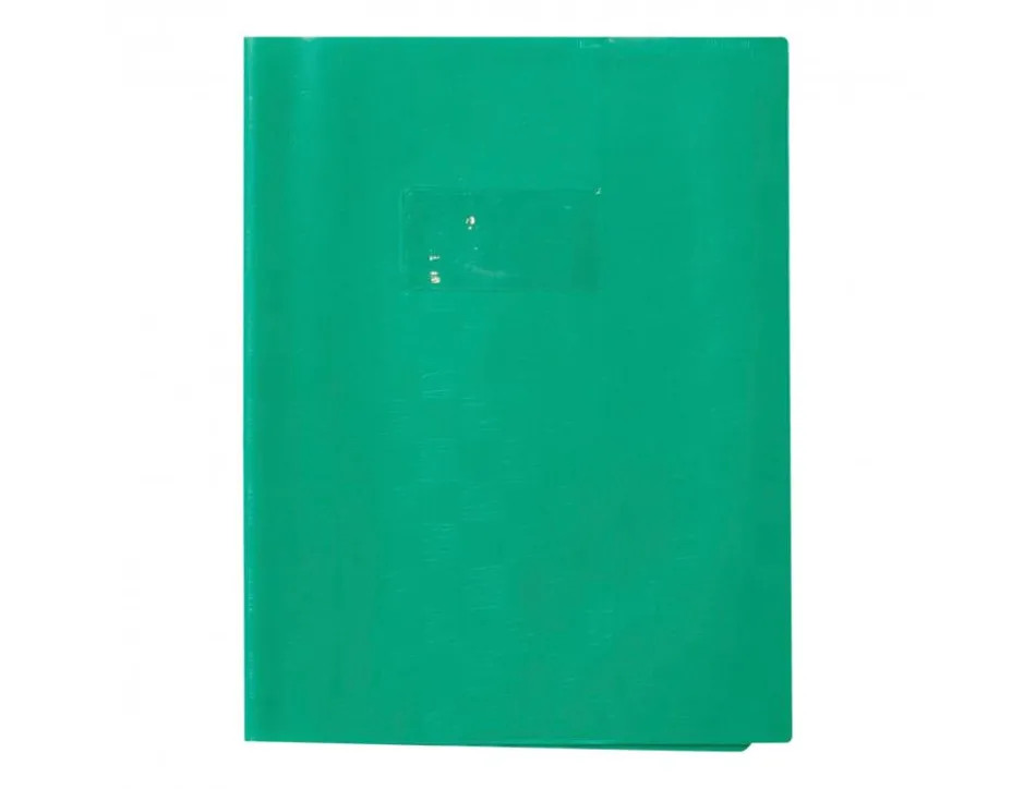 Protege-cahier clairefontaine 17x22cm plastique 22/100e 2 rabats coloris vert