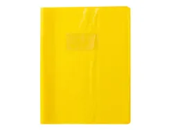 Protege-cahier clairefontaine 17x22cm plastique 22/100e 2 rabats coloris jaune