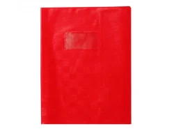 Protege-cahier clairefontaine 17x22cm plastique 22/100e 2 rabats coloris rouge