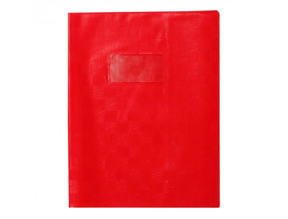 Protege-cahier clairefontaine 17x22cm plastique 22/100e 2 rabats coloris rouge