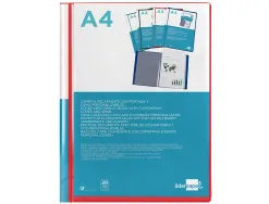 Protege-docs liderpapel kangourou personnalisable polypro 20 pochettes fixes a4 210x297mm rouge translucide