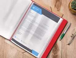 Protege-docs liderpapel kangourou personnalisable polypro 20 pochettes fixes a4 210x297mm rouge translucide