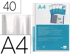 Protege-docs liderpapel kangourou personnalisable polypro 40 pochettes fixes a4 210x297mm transparent