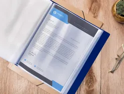 Protege-docs liderpapel kangourou personnalisable polypro 40 pochettes fixes a4 210x297mm bleu translucide