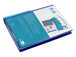 Protege-docs liderpapel kangourou personnalisable polypro 40 pochettes fixes a4 210x297mm bleu translucide