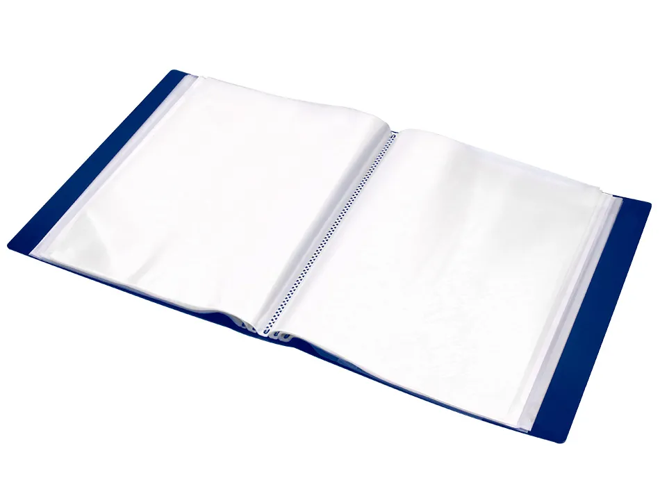 Protege-docs liderpapel kangourou personnalisable polypro 40 pochettes fixes a4 210x297mm bleu translucide