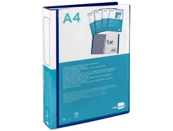 Protege-docs liderpapel kangourou personnalisable polypro 40 pochettes fixes a4 210x297mm bleu translucide