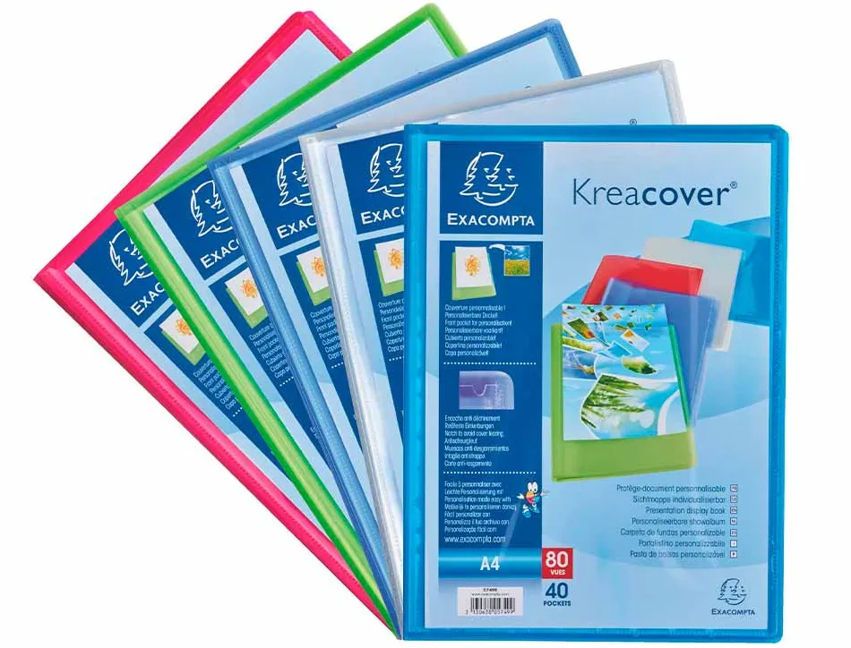 Protege-documents exacompta kreacover chromaline polypropylene semi-rigide 24x32cm 80 vues coloris
