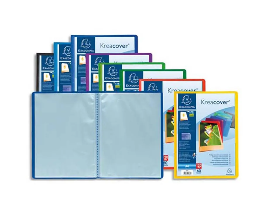 Protege-documents exacompta kreacover chromaline polypropylene semi-rigide 24x32cm 40 vues coloris