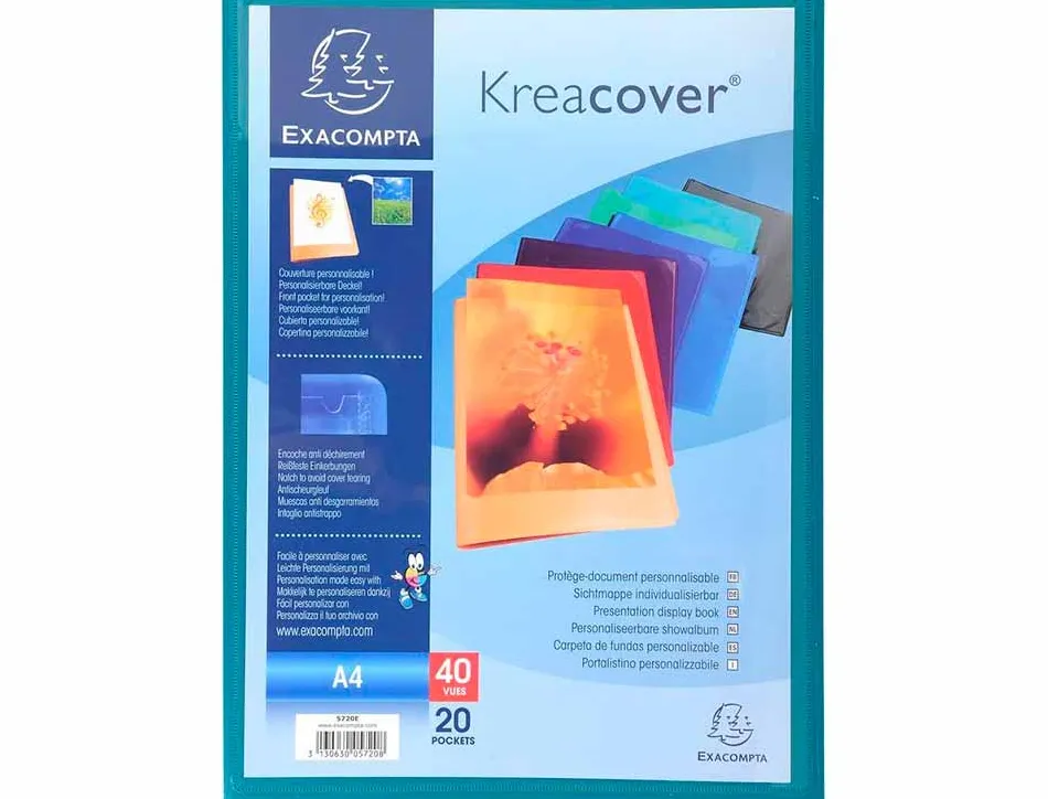 Protege-documents exacompta kreacover chromaline polypropylene semi-rigide 24x32cm 40 vues coloris