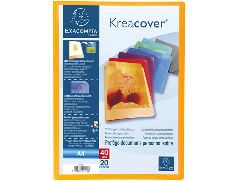 Protege-documents exacompta kreacover chromaline polypropylene semi-rigide 24x32cm 40 vues coloris
