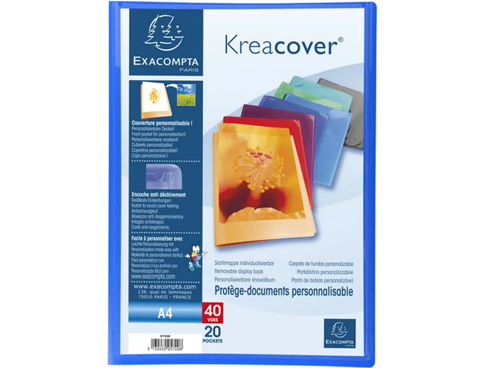 Protege-documents exacompta kreacover chromaline polypropylene semi-rigide 24x32cm 40 vues coloris