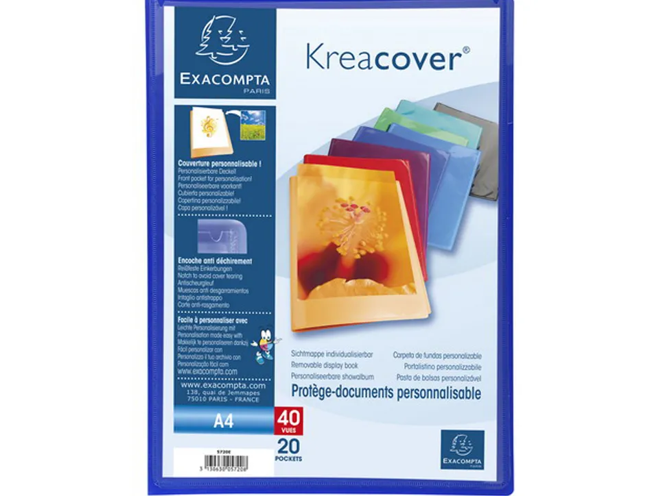 Protege-documents exacompta kreacover chromaline polypropylene semi-rigide 24x32cm 40 vues coloris