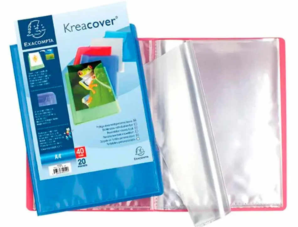 Protege-documents exacompta kreacover chromaline polypropylene semi-rigide 24x32cm 40 vues coloris