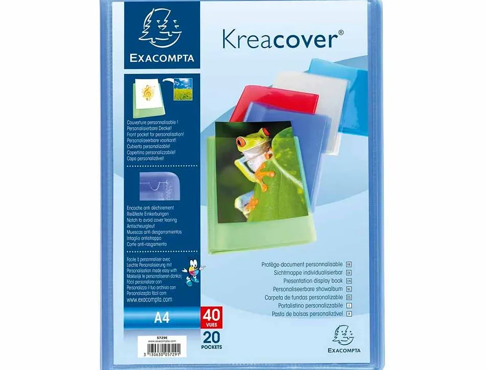 Protege-documents exacompta kreacover chromaline polypropylene semi-rigide 24x32cm 40 vues coloris