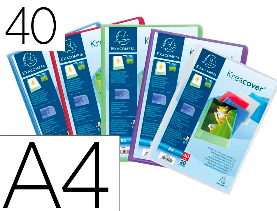 Protege-documents exacompta kreacover chromaline polypropylene semi-rigide 24x32cm 40 vues coloris