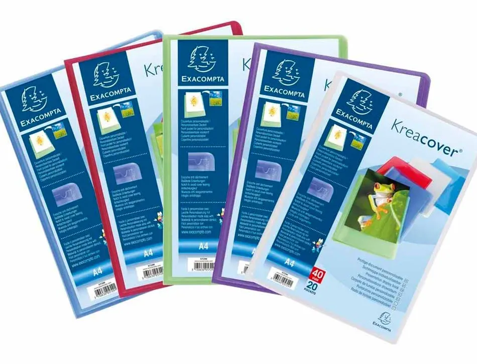 Protege-documents exacompta kreacover chromaline polypropylene semi-rigide 24x32cm 40 vues coloris