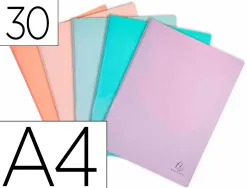 Protege-documents exacompta aquarel polypropylene semi-rigide 30 pochettes 60 vues assortis bleu corail