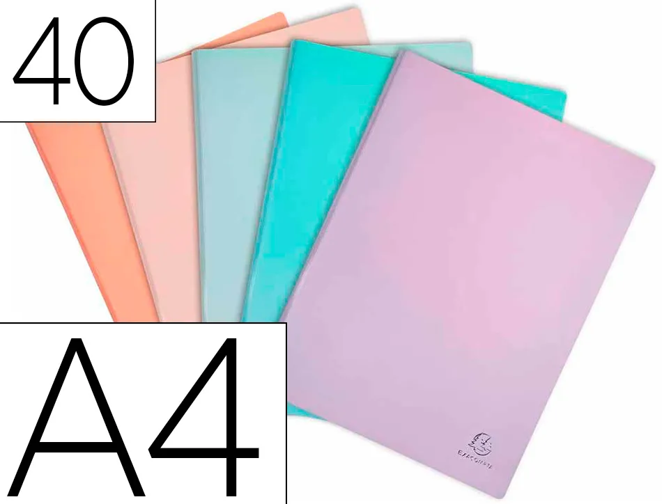 Protege-documents exacompta aquarel polypropylene semi-rigide 40 pochettes 80 vues assortis bleu corail