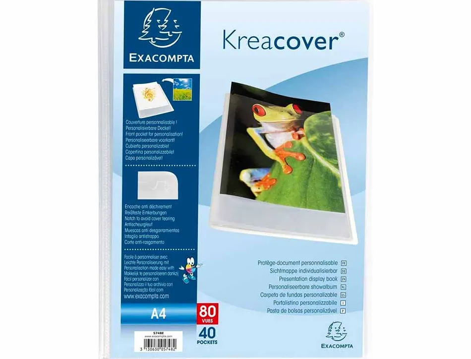 Protege-documents exacompta kreacover chromaline polypropylene semi-rigide a4 24x32cm 80 vues cristal