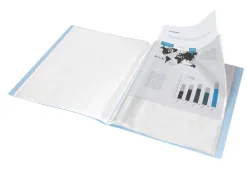Protege-documents liderpapel polypropylene couverture flexible 10 pochettes fixes a4 210x297mm bleu ciel opaque