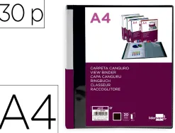Protege-documents liderpapel personnalisable kangourou polypropylene 30 pochettes fixes a4 coloris noir opaque