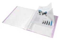 Protege-documents liderpapel polypropylene couverture flexible 20 pochettes fixes a4 210x297mm lavande opaque