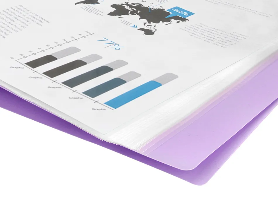 Protege-documents liderpapel polypropylene couverture flexible 20 pochettes fixes a4 210x297mm lavande opaque