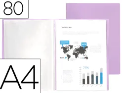 Protege-documents liderpapel polypropylene couverture flexible 80 pochettes fixes a4 220x297mm lavande opaque