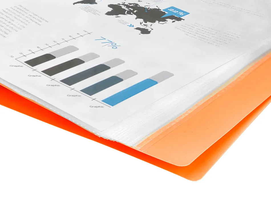 Protege-documents liderpapel polypropylene couverture flexible 40 pochettes fixes a4 220x297mm orange fluo