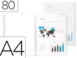 Protege-documents liderpapel polypropylene couverture flexible 80 pochettes fixes a4 220x297mm transparent