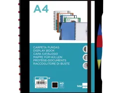Protege-documents liderpapel personnalisable kangourou 40 pochettes amovibles 5 intercalaires a4 coloris noir