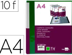 Protege-documents liderpapel personnalisable kangourou polypropylene 10 pochettes fixes a4 coloris vert