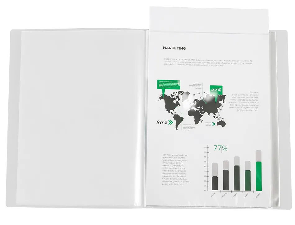 Protege-documents liderpapel personnalisable kangourou polypropylene 60 pochettes fixes a4 coloris transparent