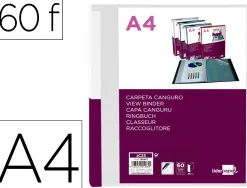 Protege-documents liderpapel personnalisable kangourou polypropylene 60 pochettes fixes a4 coloris transparent