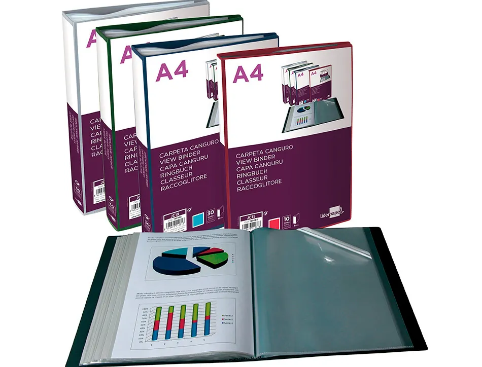 Protege-documents liderpapel personnalisable kangourou polypropylene 60 pochettes fixes a4 coloris transparent