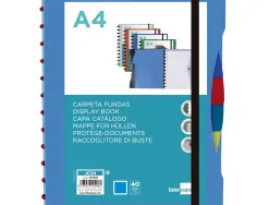 Protege-documents liderpapel personnalisable kangourou 40 pochettes amovibles 5 intercalaires a4 bleu