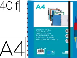 Protege-documents liderpapel personnalisable kangourou 40 pochettes amovibles 5 intercalaires a4 bleu