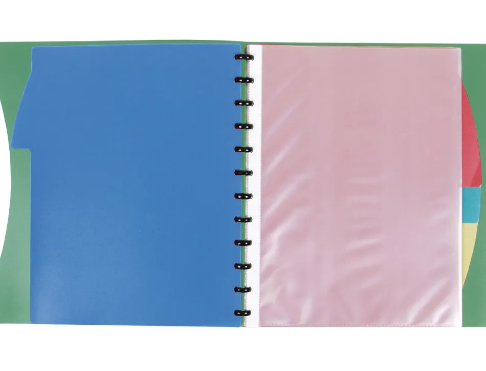 Protege-documents liderpapel personnalisable kangourou 40 pochettes amovibles 5 intercalaires a4 vert