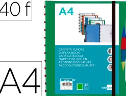 Protege-documents liderpapel personnalisable kangourou 40 pochettes amovibles 5 intercalaires a4 vert