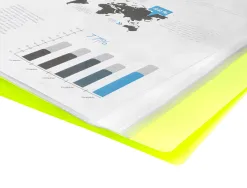 Protege-documents liderpapel polypropylene couverture flexible 60 pochettes fixes a4 220x297mm jaune fluo
