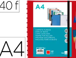 Protege-documents liderpapel personnalisable kangourou 40 pochettes amovibles 5 intercalaires a4 rouge