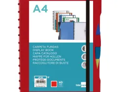 Protege-documents liderpapel personnalisable kangourou 40 pochettes amovibles 5 intercalaires a4 rouge