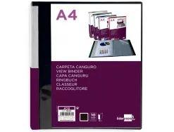 Protege-documents liderpapel personnalisable kangourou polypropylene 10 pochettes fixes a4 coloris noir opaque
