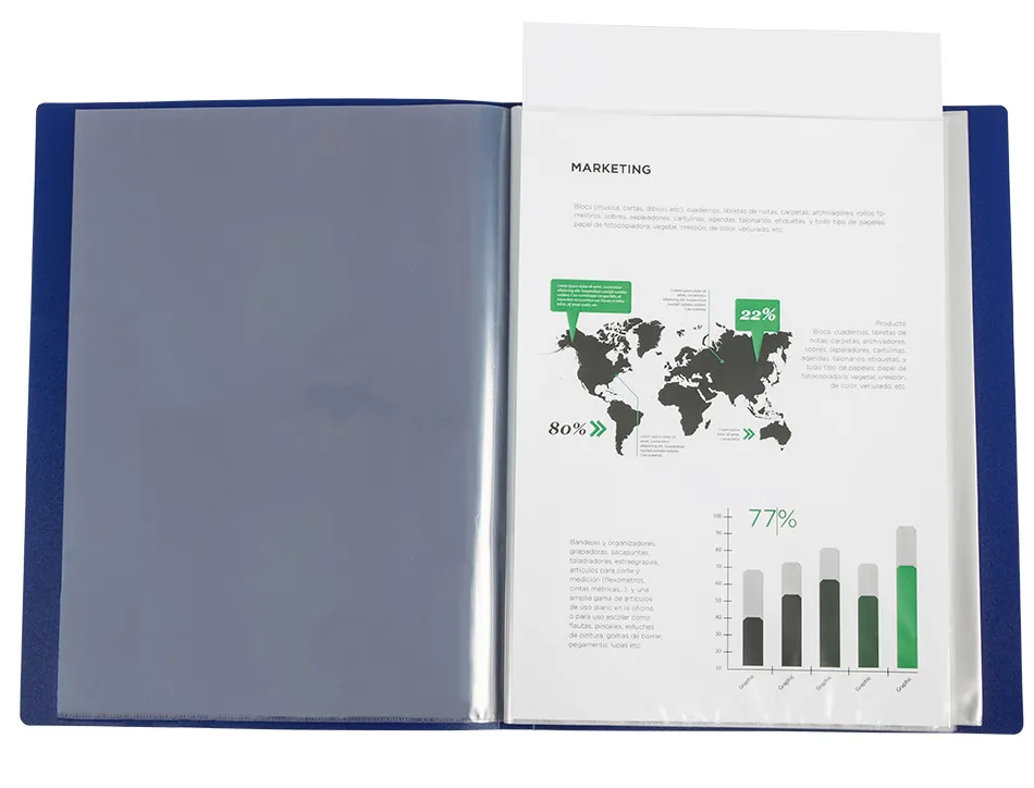 Protege-documents liderpapel personnalisable kangourou polypropylene 10 pochettes fixes a4 coloris bleu