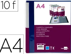 Protege-documents liderpapel personnalisable kangourou polypropylene 10 pochettes fixes a4 coloris bleu