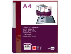 Protege-documents liderpapel personnalisable kangourou polypropylene 60 pochettes fixes a4 coloris rouge
