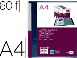 Protege-documents liderpapel personnalisable kangourou polypropylene 60 pochettes fixes a4 coloris bleu