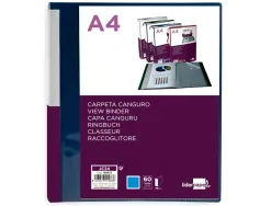 Protege-documents liderpapel personnalisable kangourou polypropylene 60 pochettes fixes a4 coloris bleu