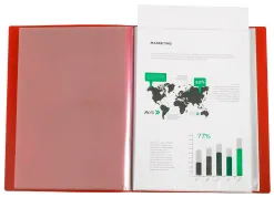 Protege-documents liderpapel personnalisable kangourou polypropylene 80 pochettes fixes a4 coloris rouge translucide